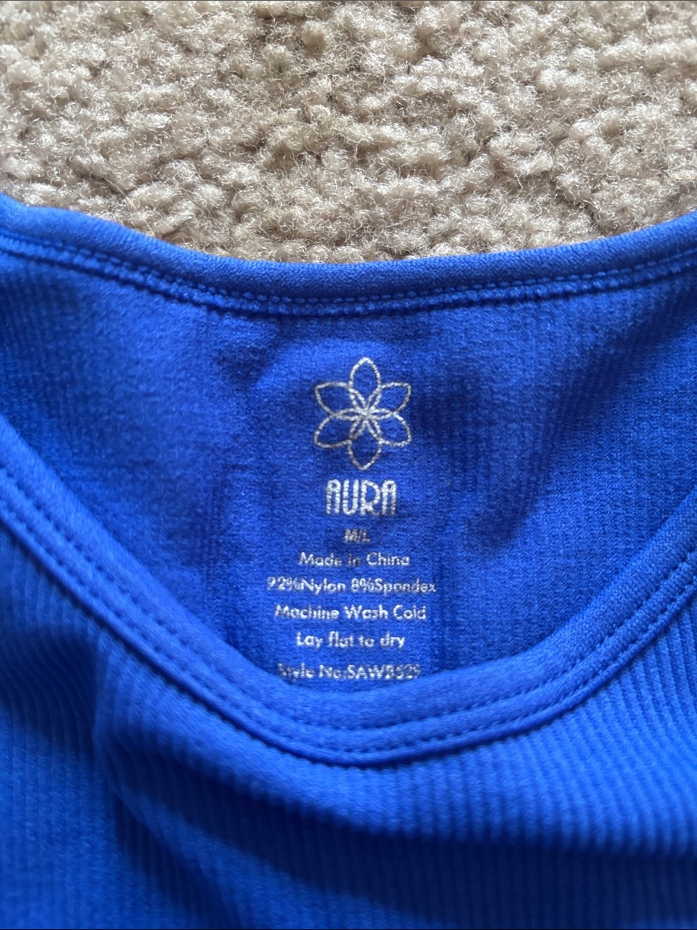 Blue Ribbed Crop Tank - Picture 3 of 3